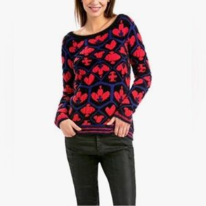 Desigual Red and Blue Patterned Sweater
